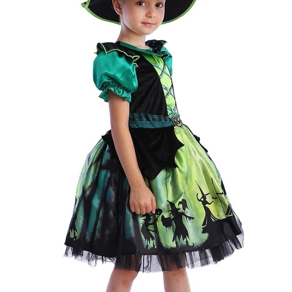 Halloween Witch Costumes for Girls,Green Witch,Rainbow Witch,Skeleton Witch - Picture 6 of 10